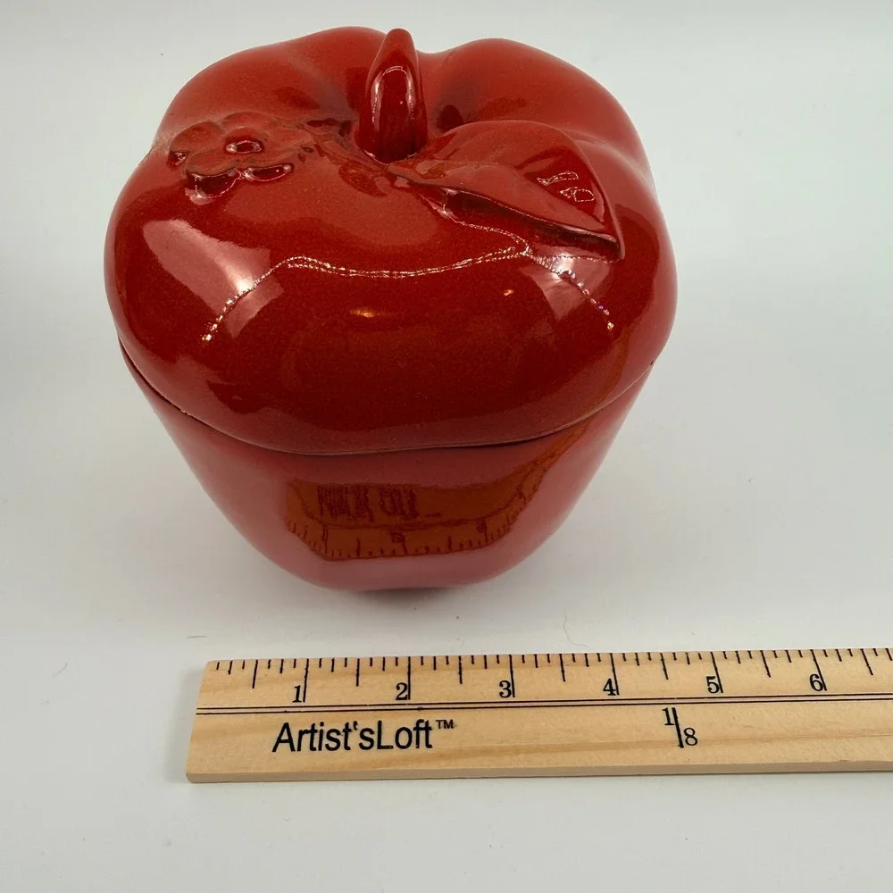 NOS German Ceramic Bratapfel Apple Baker Red Oven Baker w/ Original Box